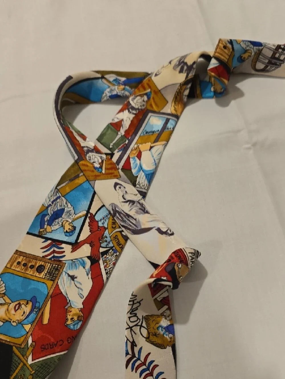Nicole Miller Multicolor Old Time Baseball‎ Novelty Print Silk Men's Vintage Tie